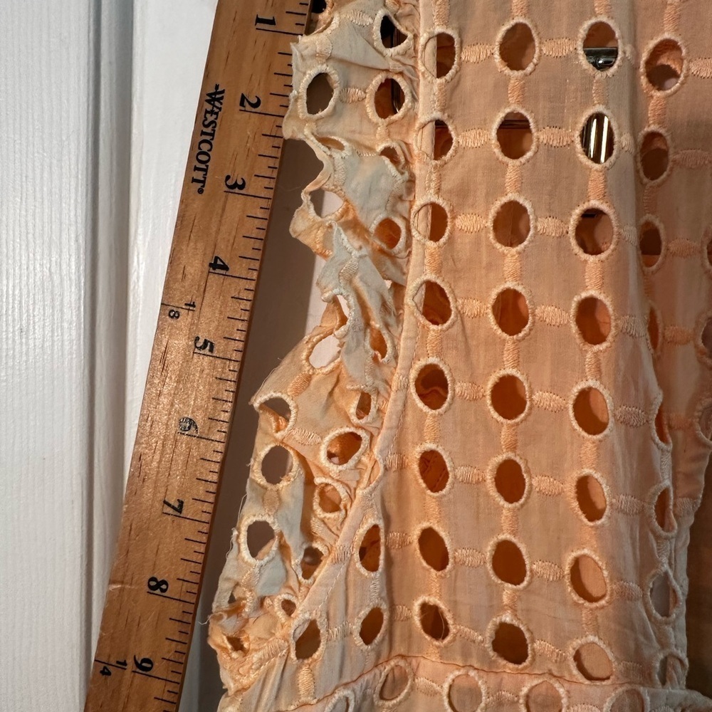 ANTHROPOLOGIE Ollari M BOHO Feminine Ruffle Cotton Tank Tassel Tie Back Cut Out - Picture 14 of 14